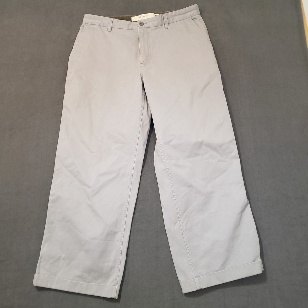 Gap Khaki Pants Mens Size 35x30‎ Gray Rolled Hem Cotton